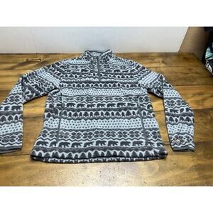 Chubbies Sweater Mens Size Small Gray Aztec Print Fleece Pullover 1/4 Zip